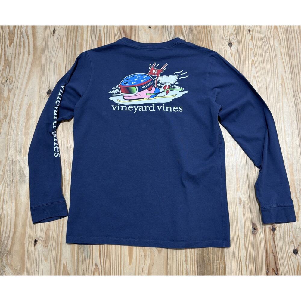 Vineyard Vines T-Shirt Youth Large Blue Ski racer Long Sleeve Tee